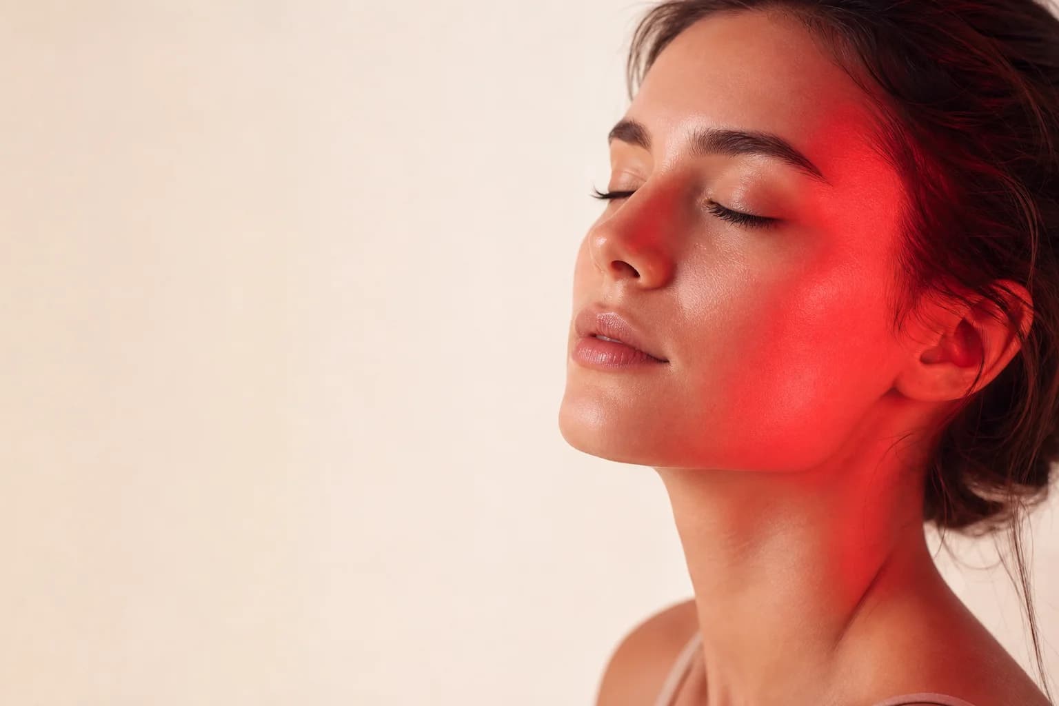 Soft red light therapy across the skin